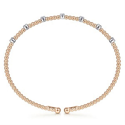 Gabriel 14K White & Rose Gold 0.21ctw 6.25" Bangle Style Diamond Bracelet