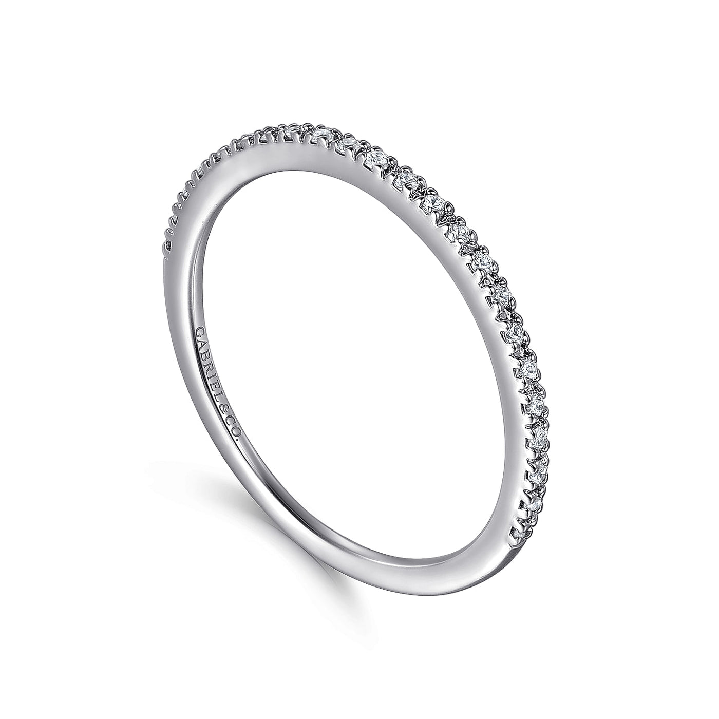 Gabriel 14K White Gold 0.10ctw Diamond Wedding Band