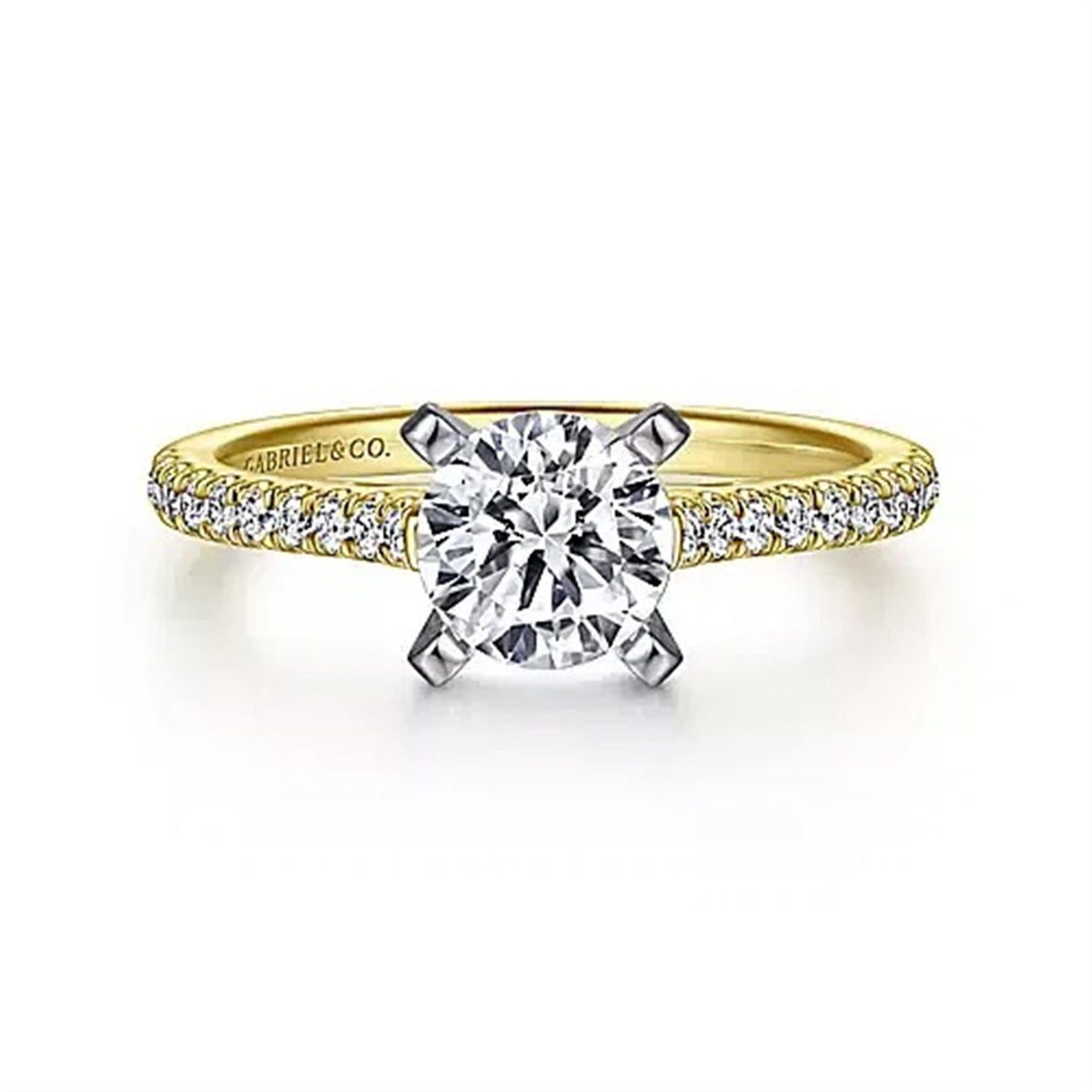 Gabriel - Classic Collection 14K White & Yellow Gold .24ctw 4 Prong Style Diamond Semi-Mount Engagement Ring