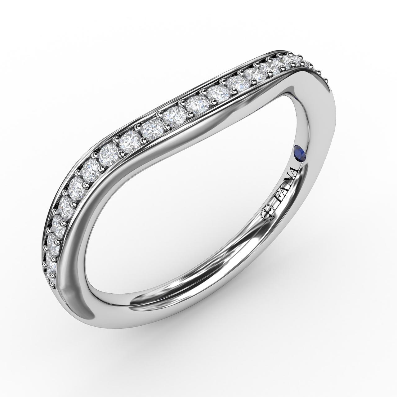 Fana 14K White Gold 0.20ctw Curved Diamond Band