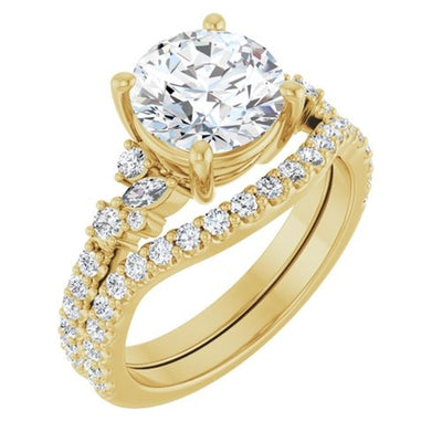 Ever & Ever 14K Yellow Gold 0.33ctw 4 Prong Style Diamond Semi-Mount Engagement Ring