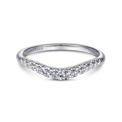 Gabriel 14K White Gold 0.25ctw Contoured Diamond Band