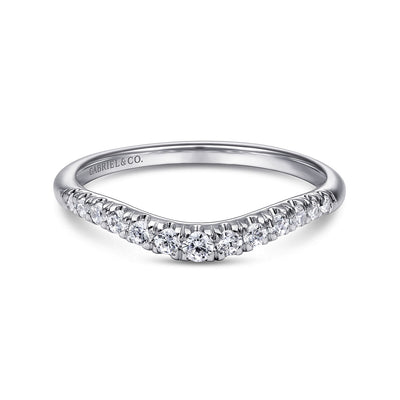 Gabriel 14K White Gold 0.25ctw Contoured Diamond Band