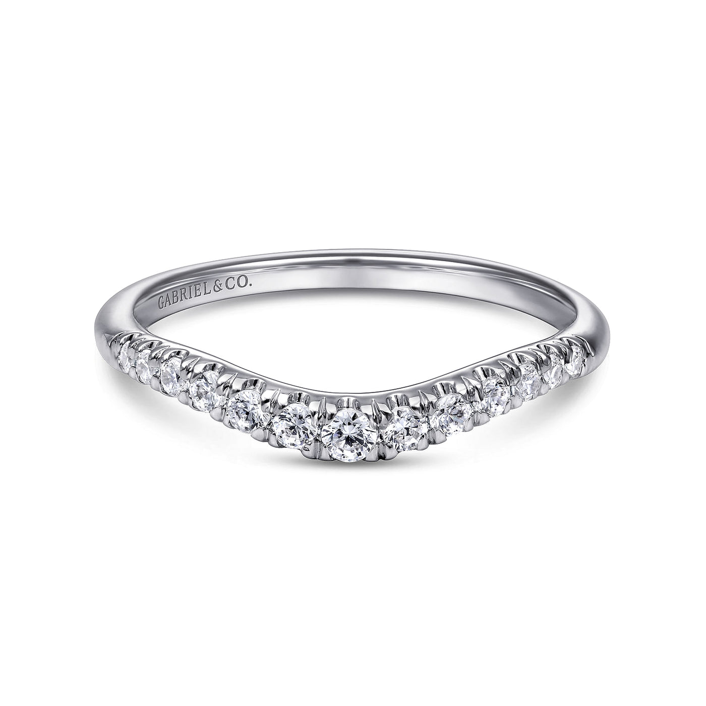 Gabriel 14K White Gold 0.25ctw Contoured Diamond Band