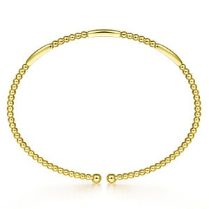 Gabriel 14K Yellow Gold 6.25" Solid Bangle Bead Fashion Bracelet