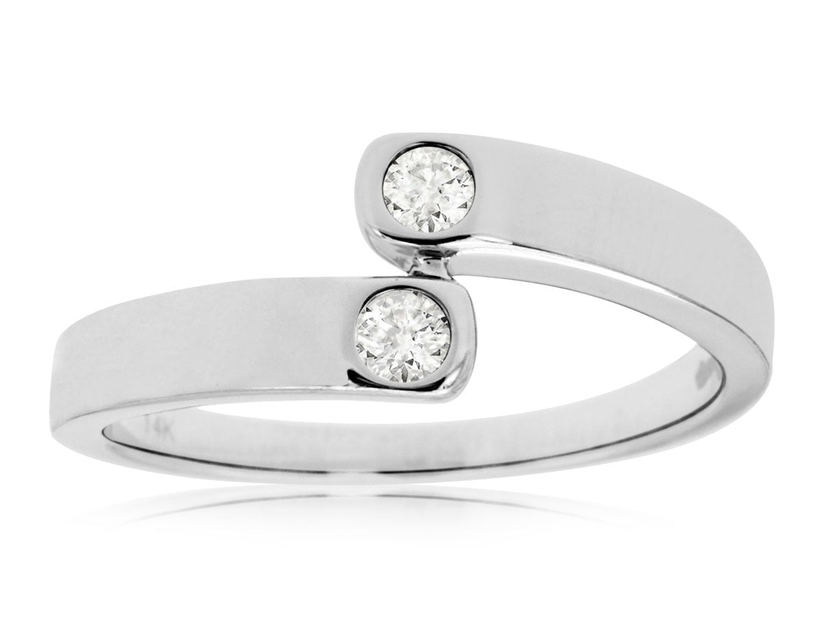 Royal 14K White Gold .14ctw Bypass Diamond Fashion Ring