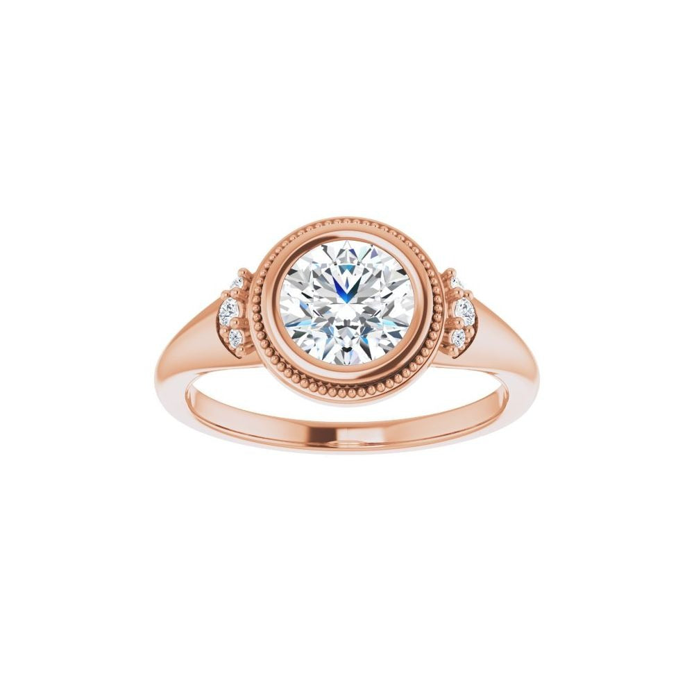 Ever & Ever 14K Yellow Gold 6.5mm centerctw Bezel Style Diamond Semi-Mount Engagement Ring