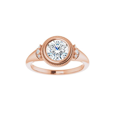 Ever & Ever 14K Yellow Gold 6.5mm centerctw Bezel Style Diamond Semi-Mount Engagement Ring