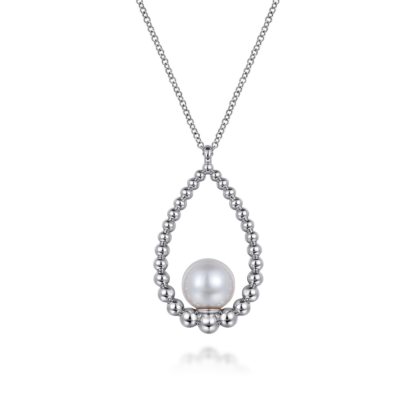 Gabriel Sterling Silver 17.5" Adjustable 0.73ctw Freshwater Pearl Fancy Drop Necklace