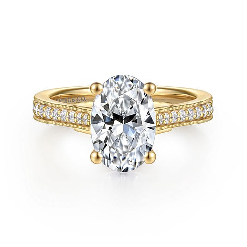 Gabriel 14K Yellow Gold 0.25ctw 4 Prong Style Diamond Semi-Mount Engagement Ring