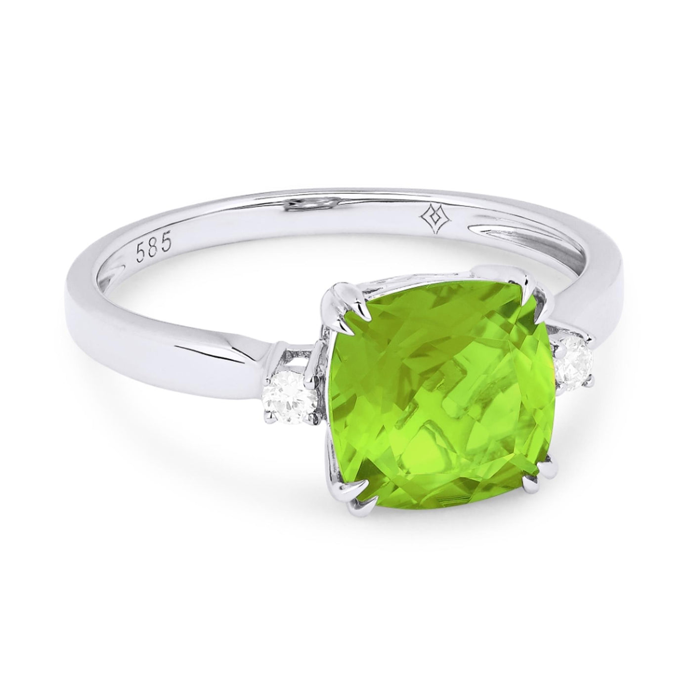 Madison L 14K White Gold 2.43ctw Traditional Style Peridot and Diamonds Ring