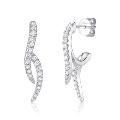 Shy Creation 14K White Gold 0.44ctw Elegant Fancy Style Diamond Earrings