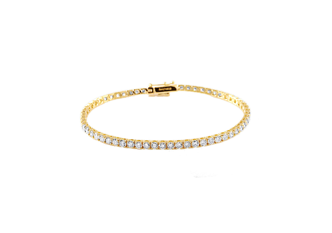 14K Yellow Gold Tennis Style Lab Grown Diamond Bracelet