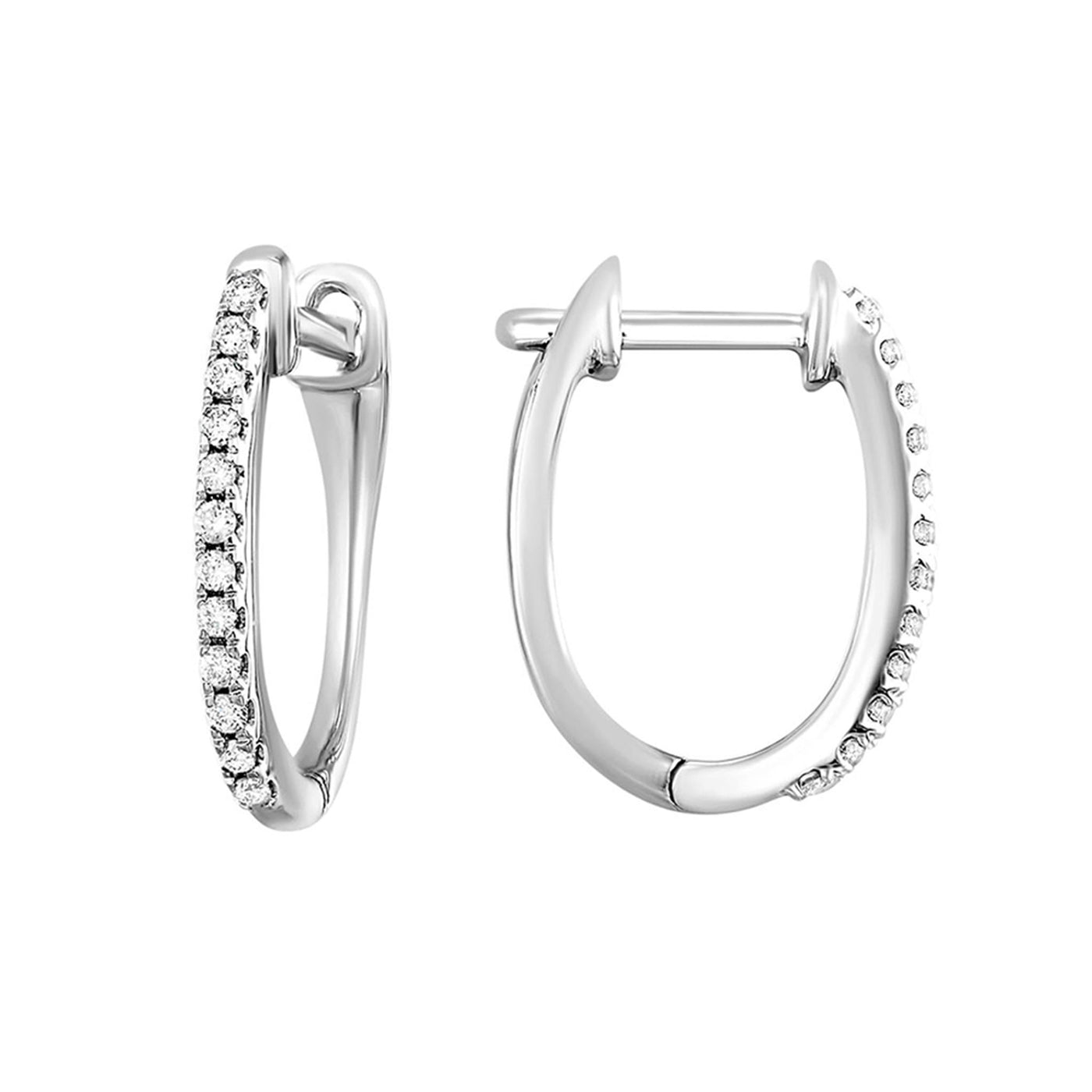 10K White Gold .1ctw Contemporary Cuff Style Diamond Earrings