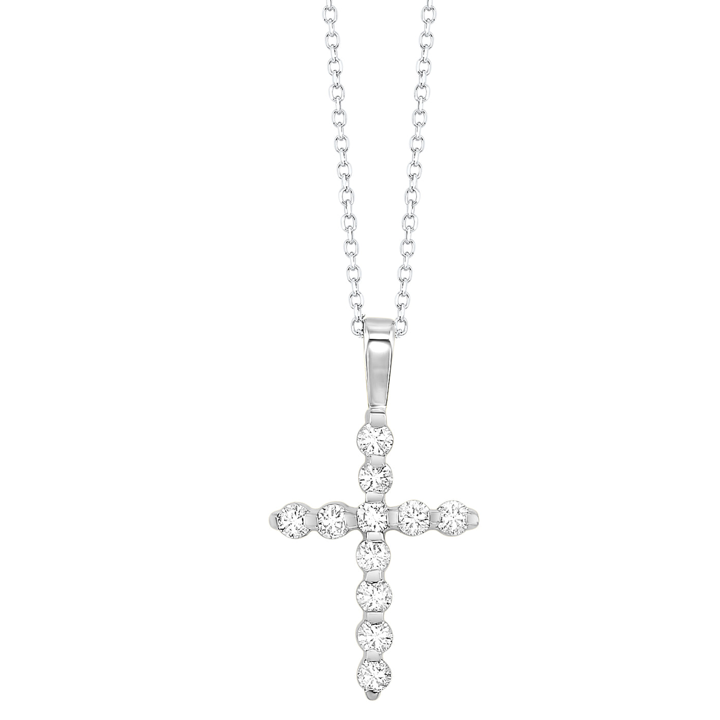 14K White Gold .10ctw Cross Style Pendant