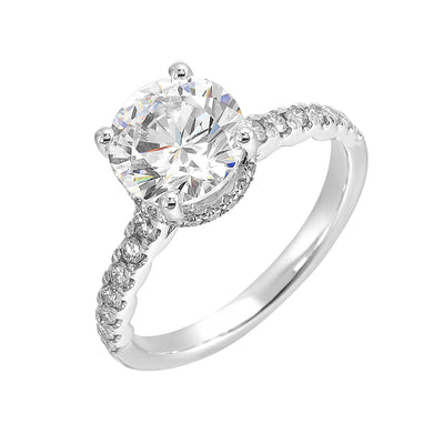 Thollot-Colorado Cut 14K White Gold 0.38ctw 4 Prong Style Diamond Semi-Mount Engagement Ring