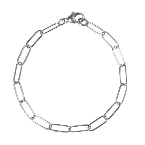 Sterling Silver 7" Semi-Solid Charm Paper Clip Chain