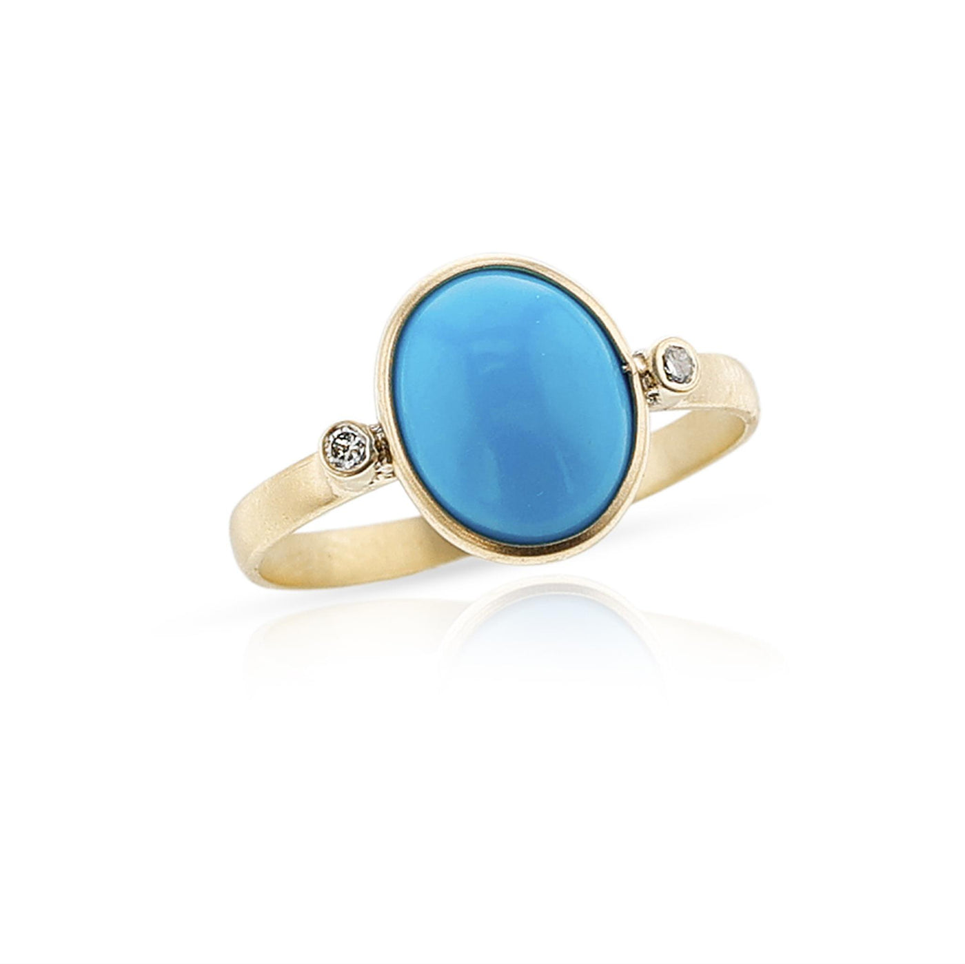 14K Yellow Gold 2.08ctw Contemporary Style Turquoise and Diamonds Ring
