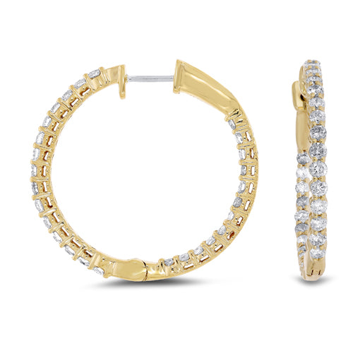 14K Yellow Gold 2.10ctw Fancy Hoop Style Lab Grown Diamond Earrings