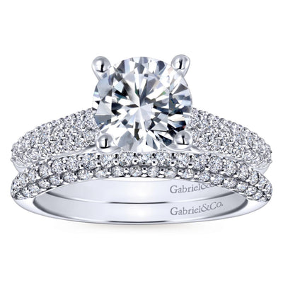 Gabriel 14K White Gold .58ctw 4 Prong Style Diamond Semi-Mount Engagement Ring