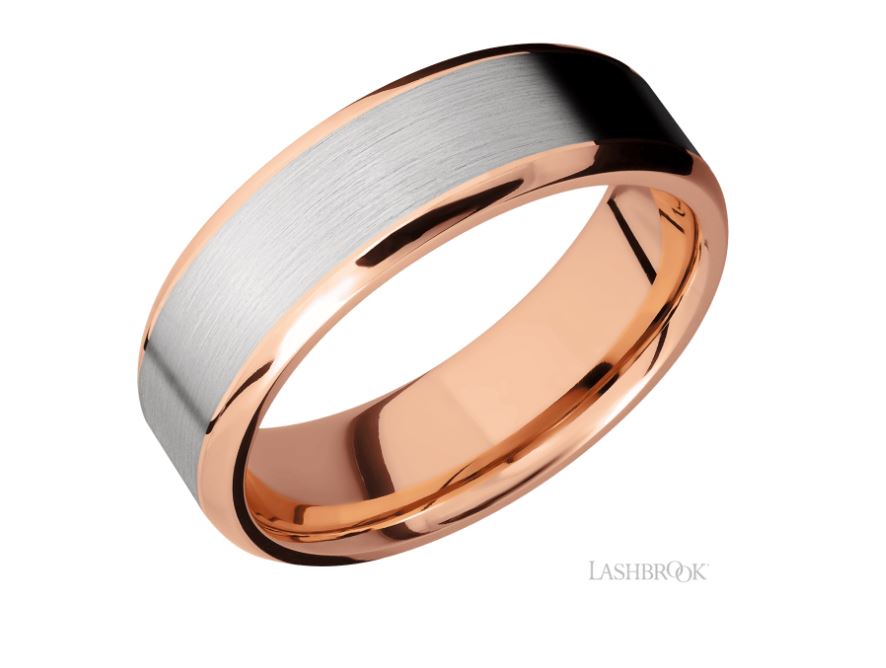 14K Rose Gold 7mm Square Shoulder Flat Wedding Band