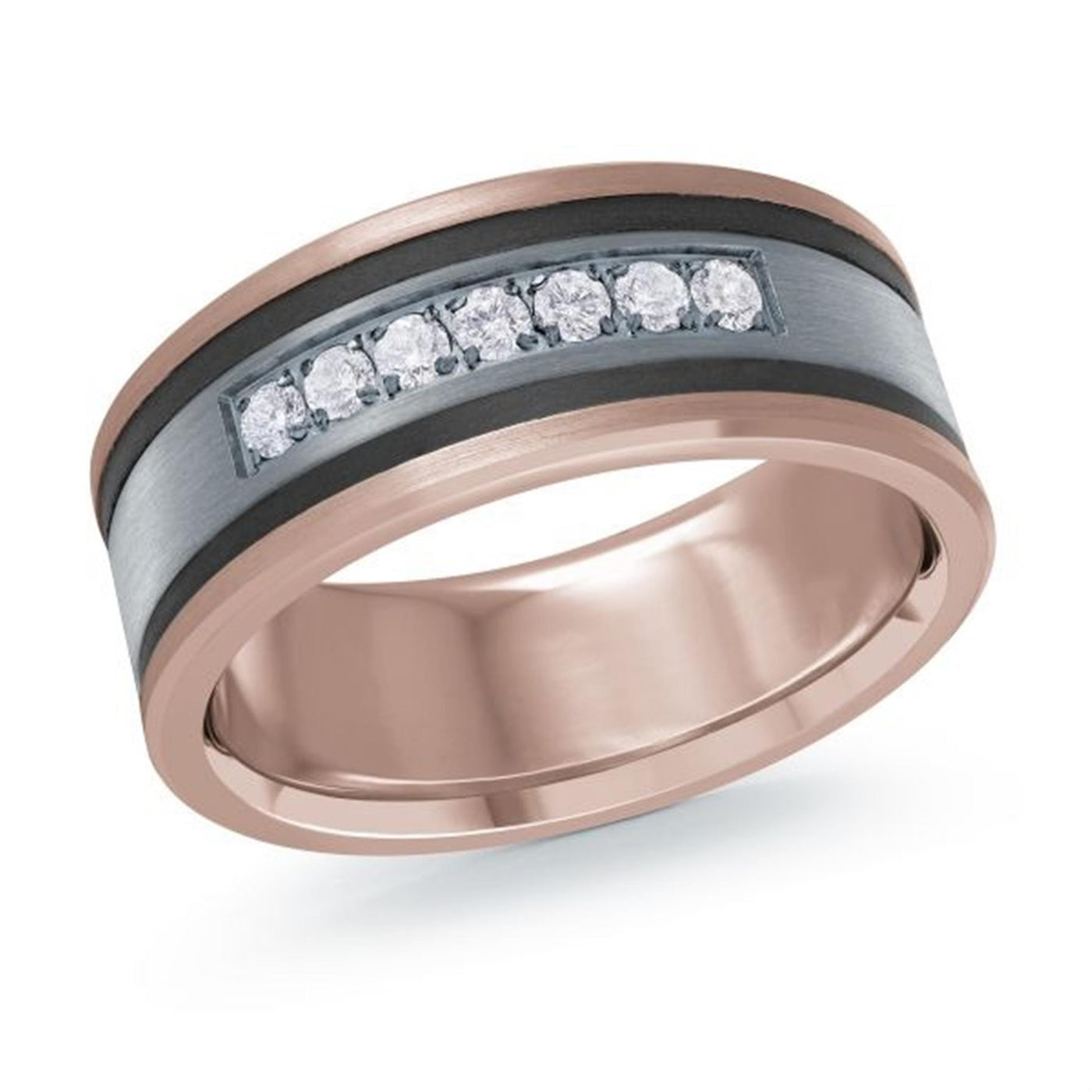 Malo 8.5mm 0.035ctw Tantalum and 14K Rose Gold Wedding Band