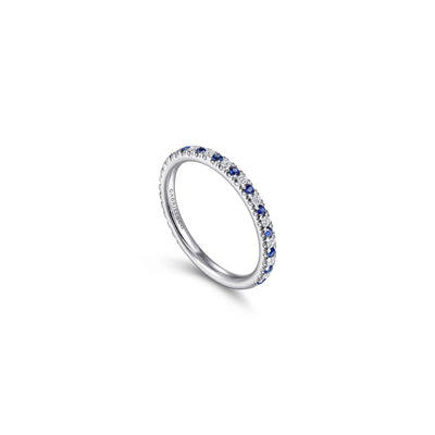 Gabriel 14K White Gold .39ctw Band Style Sapphires and Diamonds Ring