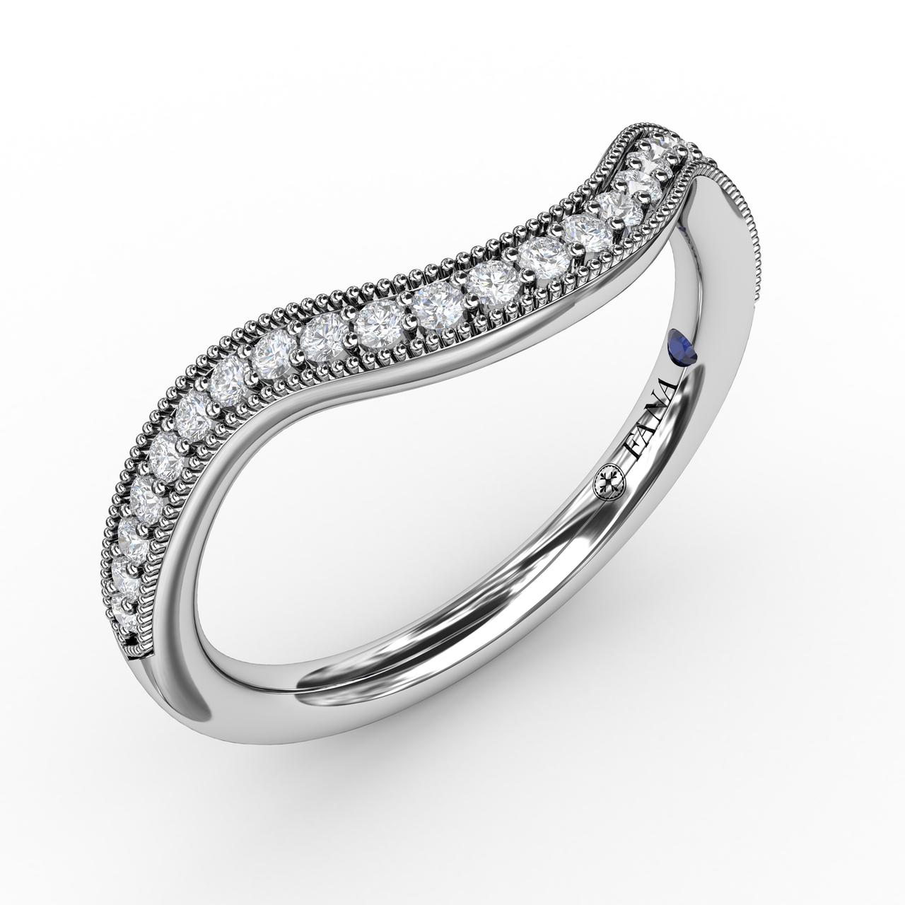 Fana 14K White Gold 0.20ctw Curved Diamond Band