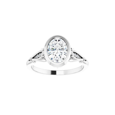 14K White Gold 8x6 1.00 ctctw Bezel Style Diamond Semi-Mount Engagement Ring