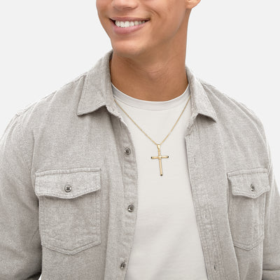 14K Yellow Gold 22" Cross Style Drop Necklace