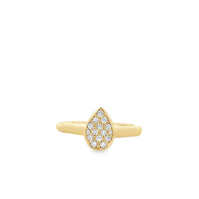 Thollot Custom Original 14K Yellow Gold 0.11ctw Pave Diamond Fashion Ring