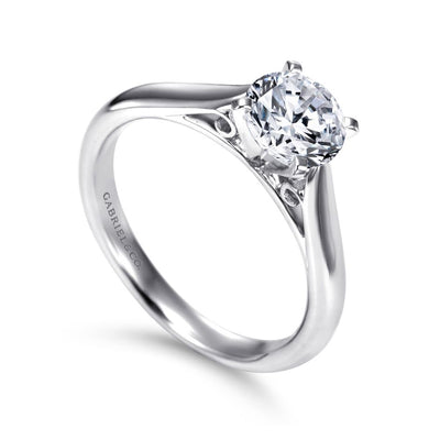 Gabriel 14K White Gold 4 Prong Style Diamond Semi-Mount Engagement Ring