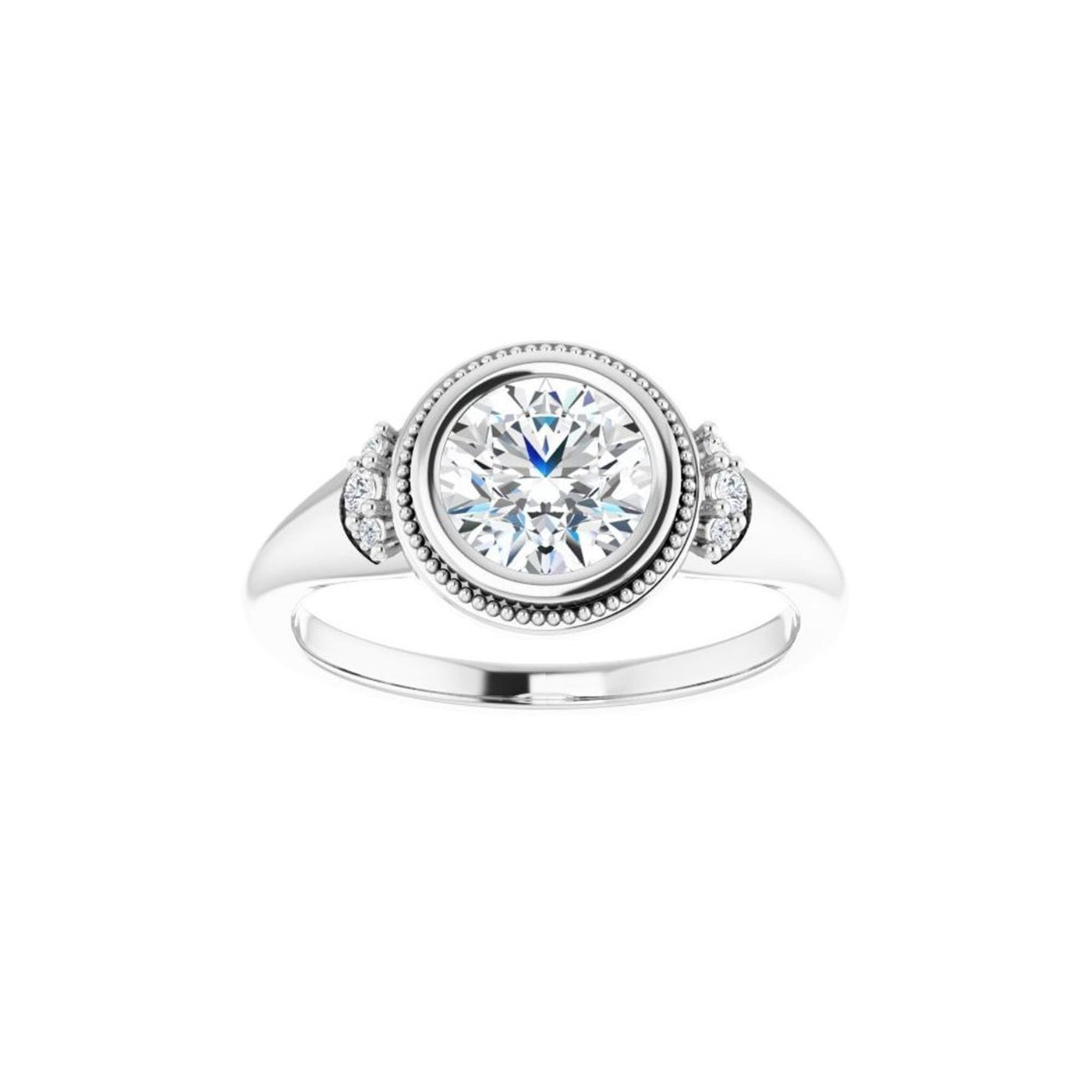Ever & Ever 14K Yellow Gold 6.5mm centerctw Bezel Style Diamond Semi-Mount Engagement Ring
