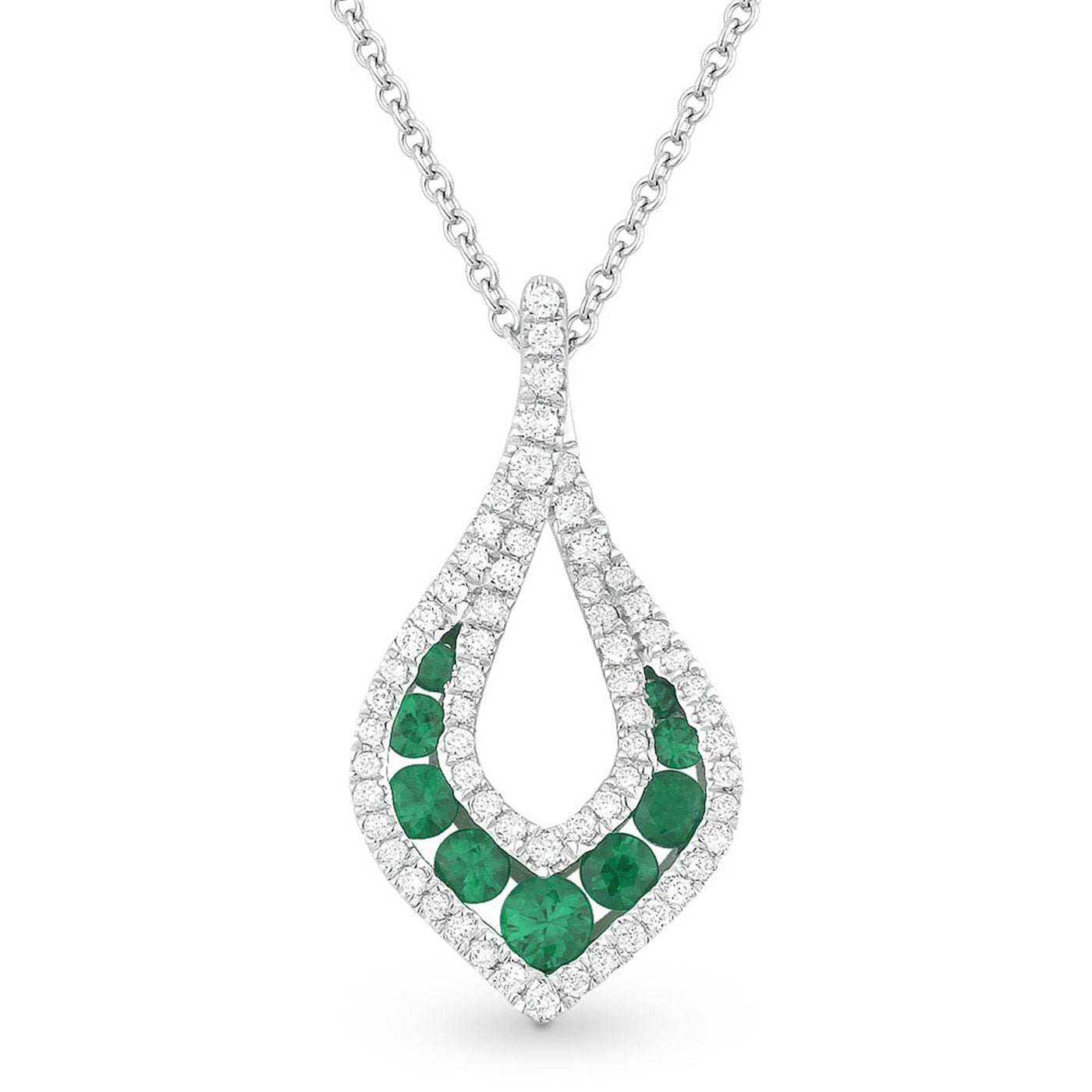 Madison L 14K White Gold 0.57ctw Arabesque Style Emeralds Necklace