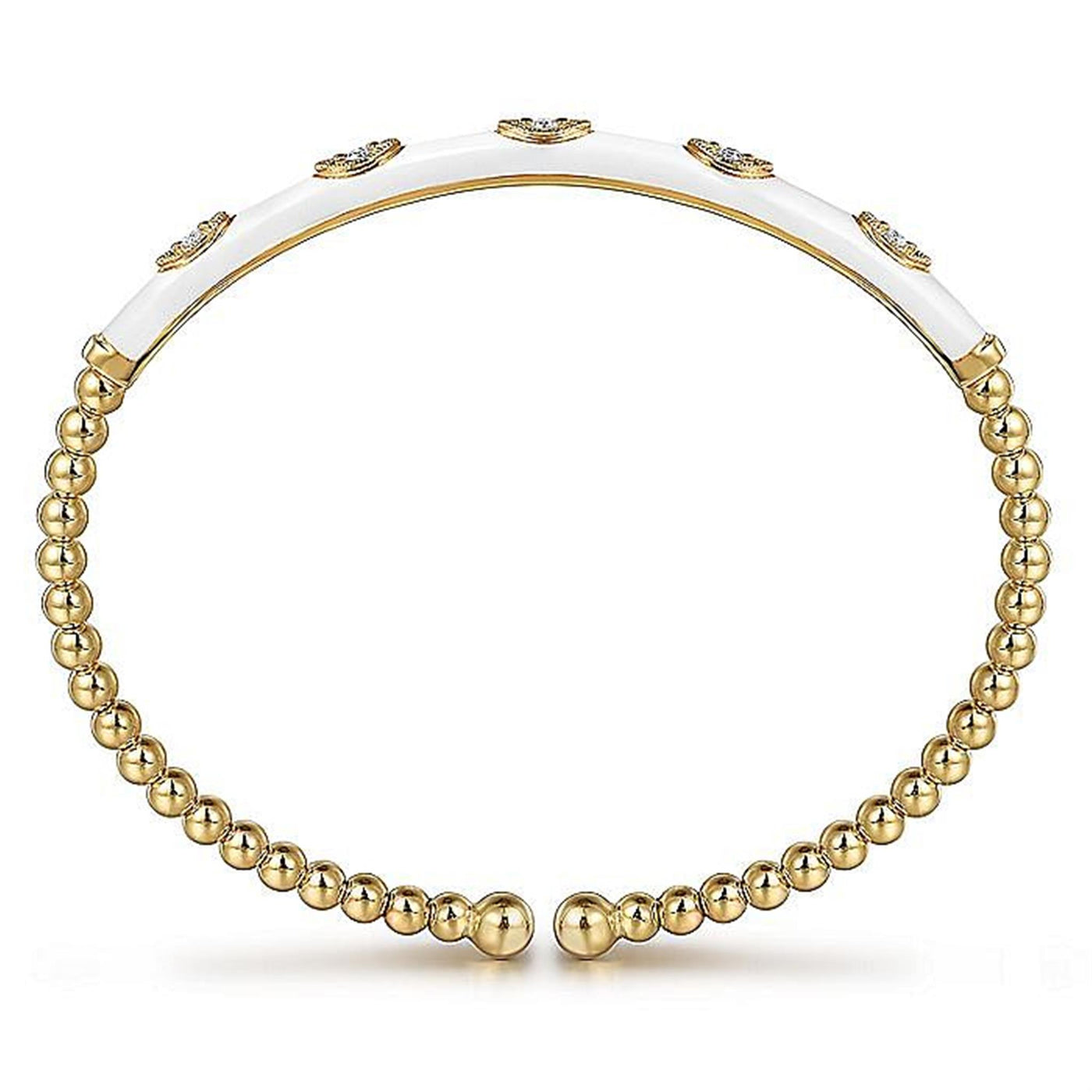 Gabriel 14K Yellow Gold 0.11ctw 6.25" Bangle Style Diamond Bracelet