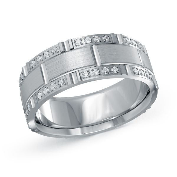 Malo 14K White Gold 8mm Flat Wedding Band