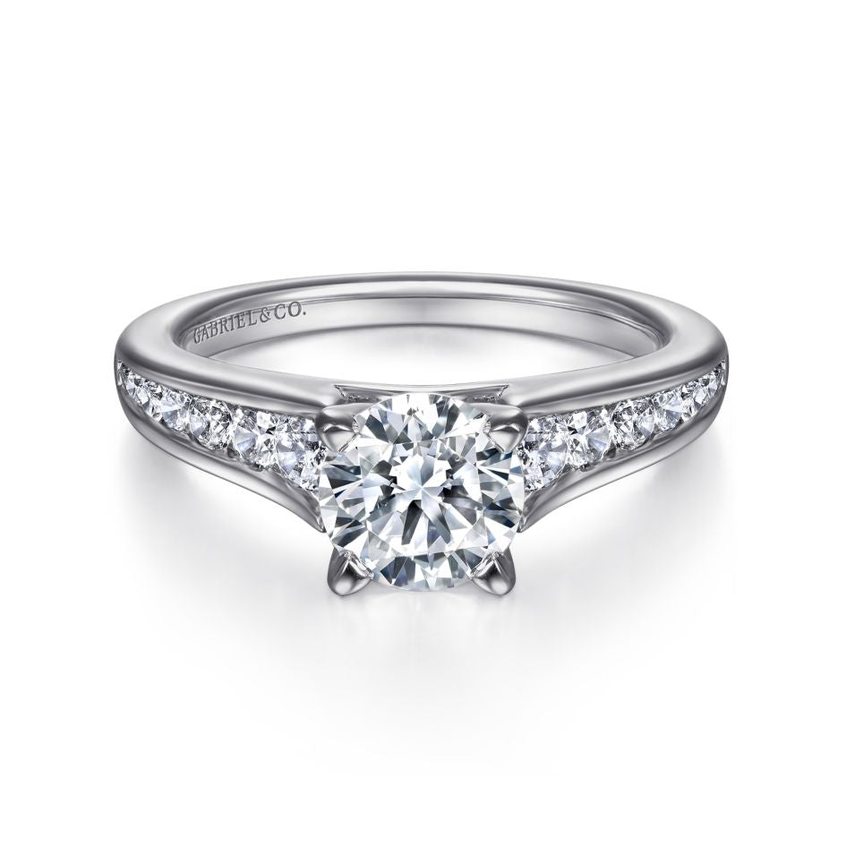 Gabriel 14K White Gold .50ctw 4 Prong Style Diamond Semi-Mount Engagement Ring