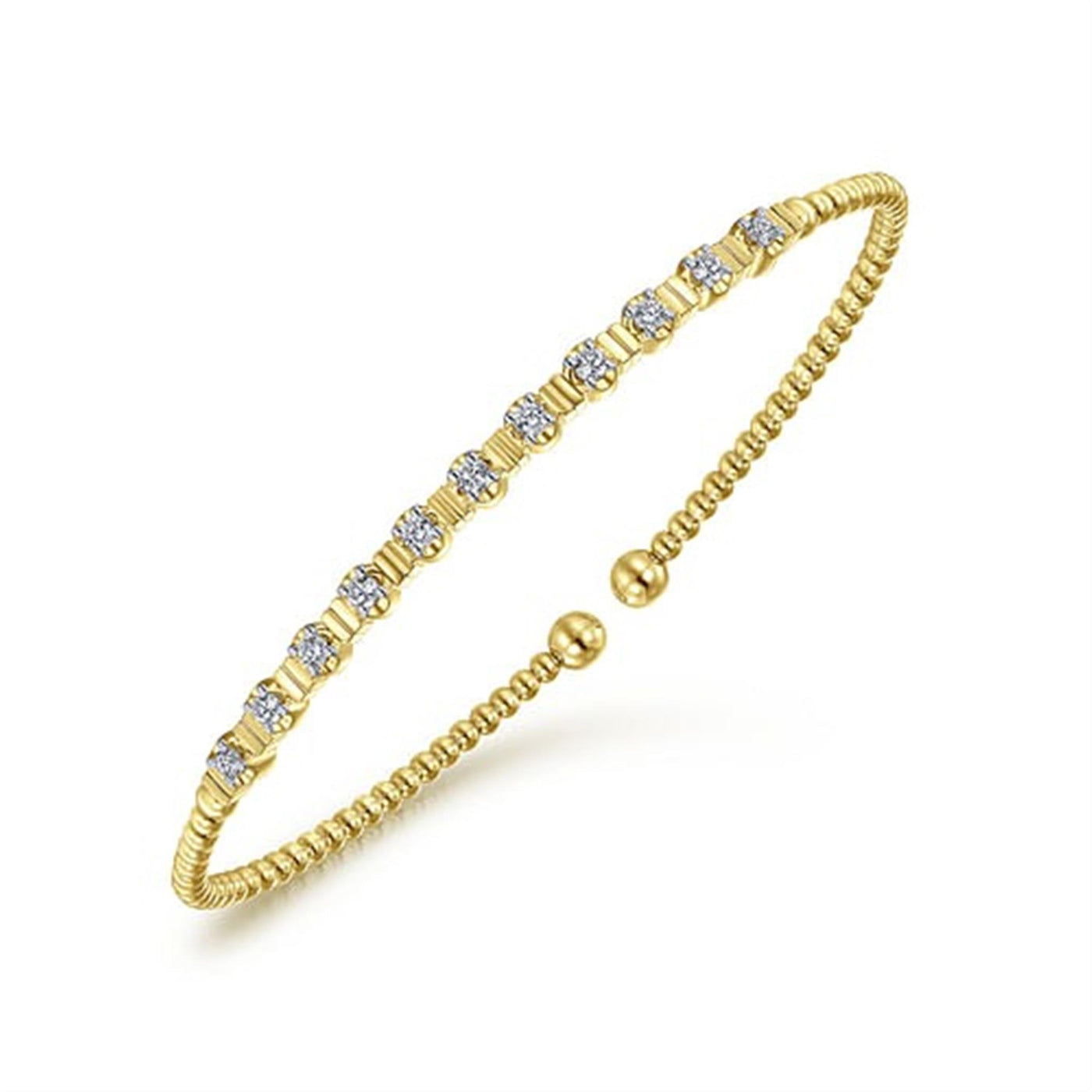 Gabriel 14K Yellow Gold 0.32ctw 6.25" Bangle Style Diamond Bracelet