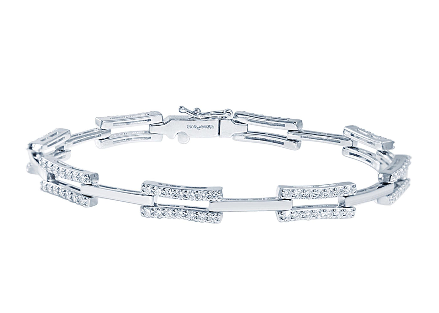 14K White Gold Fancy Link Style Lab Grown Diamond Bracelet