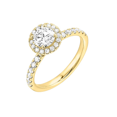 14K Yellow Gold 1.20ctw Round Halo Lab Grown Diamond Engagement Ring