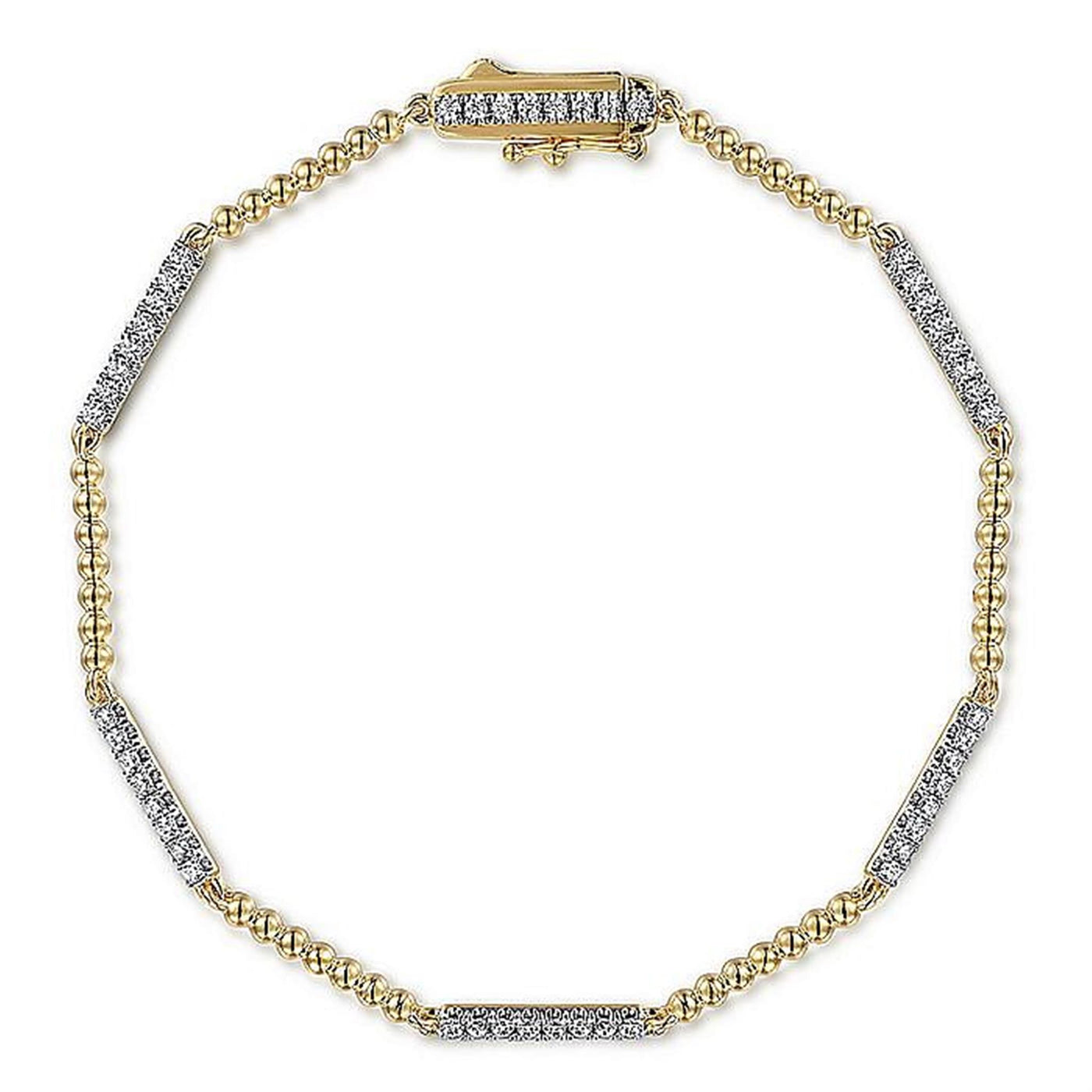 14K Yellow Gold 0.52ctw 7" Bead Style Diamond Bracelet