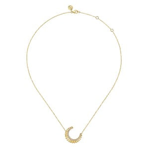 Gabriel 14K Yellow Gold 0.19ctw Crescent Moon Style Pendant