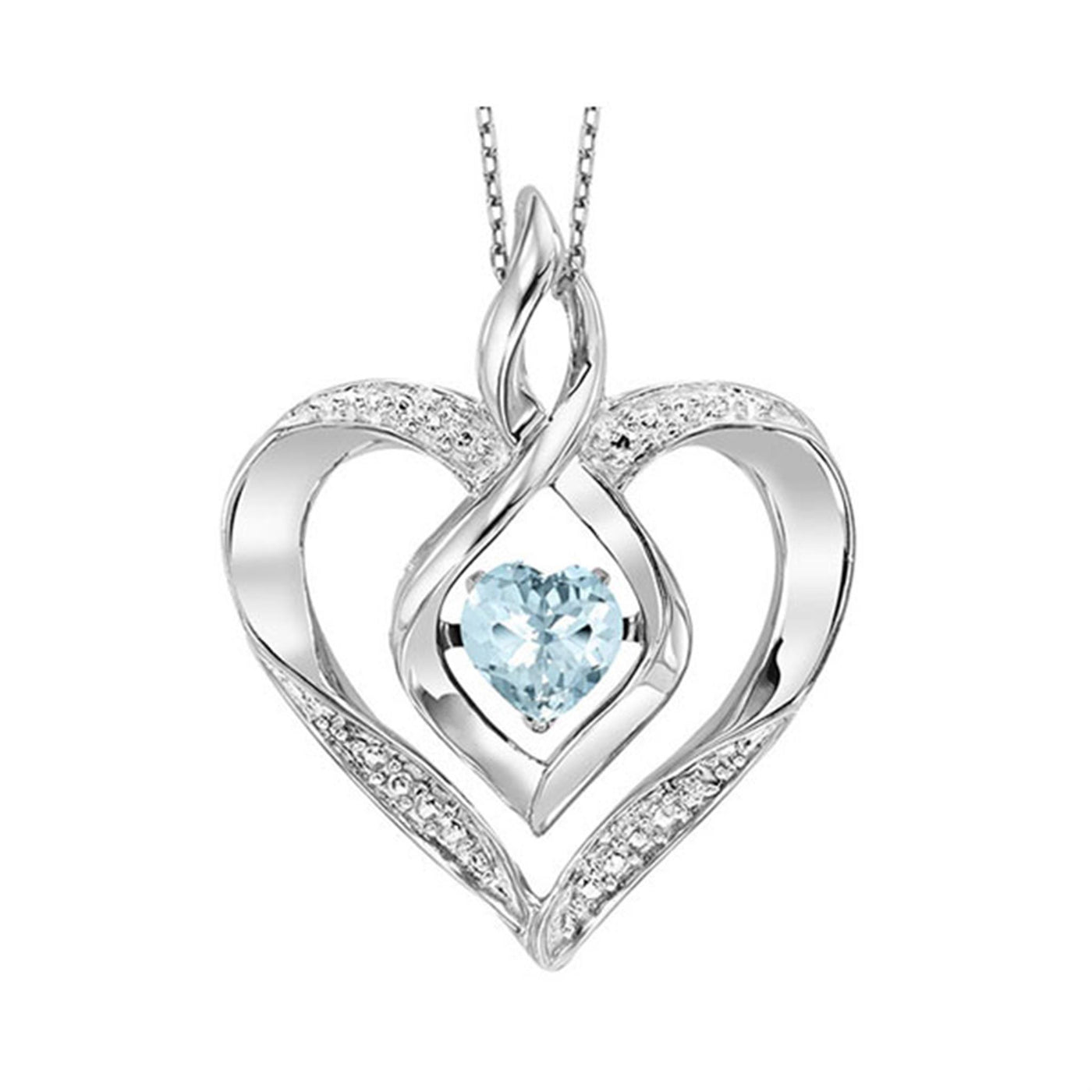 Sterling Silver .29ctw Rhythm of Love Style Pendant Featuring Created Birthstone and Diamond