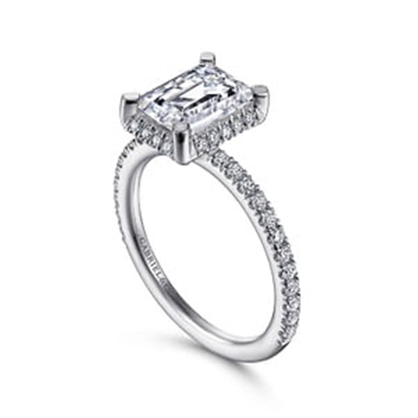 Gabriel - Classic Collection 14K White Gold 0.37ctw Hidden Halo Style Diamond Semi-Mount Engagement Ring