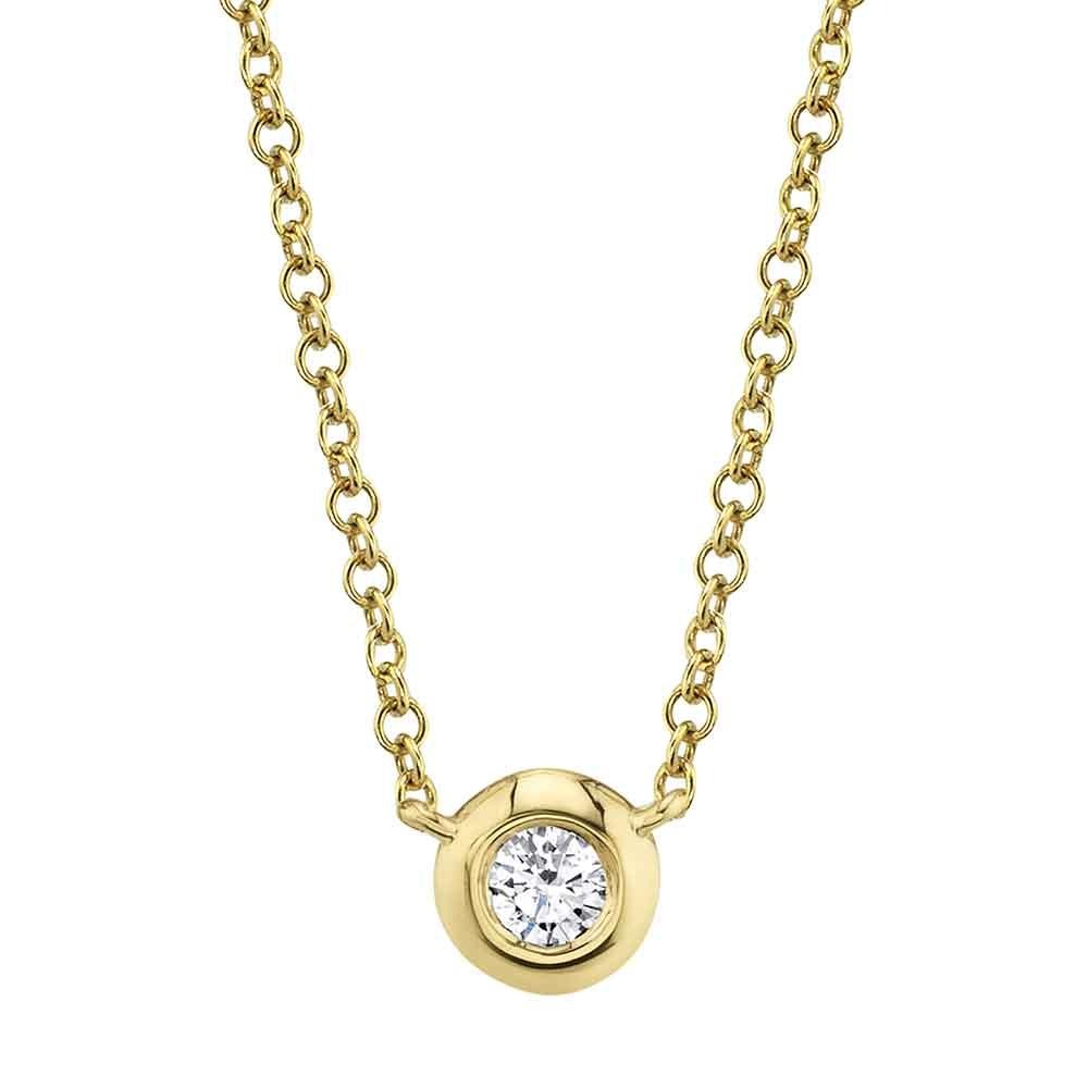 Shy Creation 14K Yellow Gold 0.10ctw Solitaire Style Necklace