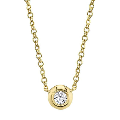 Shy Creation 14K Yellow Gold 0.10ctw Solitaire Style Necklace