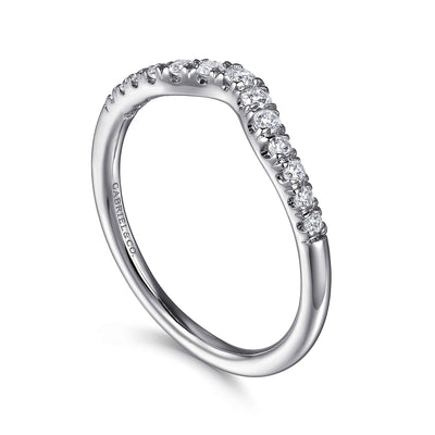 Gabriel 14K White Gold 0.25ctw Chevron Diamond Band