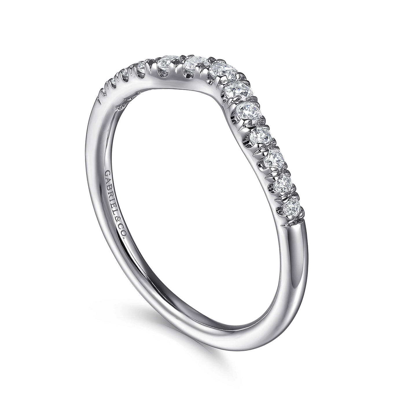 Gabriel 14K White Gold 0.242ctw Contoured Diamond Band