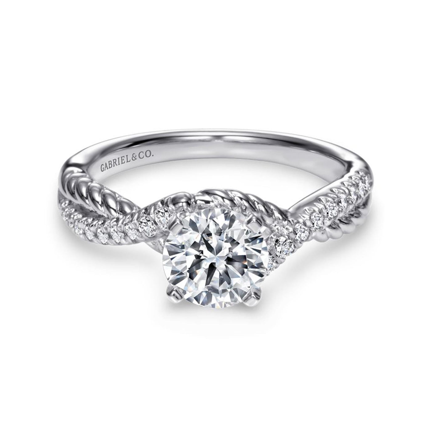 Gabriel 14K White Gold .17ctw 4 Prong Style Diamond Semi-Mount Engagement Ring