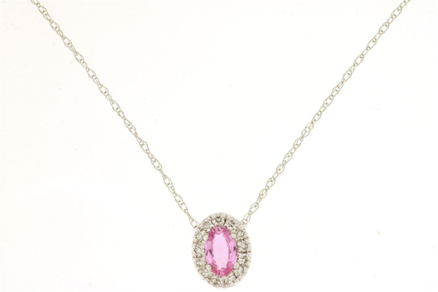 Royal 14K White Gold 0.74ctw Cluster Style Pink Sapphire Necklace